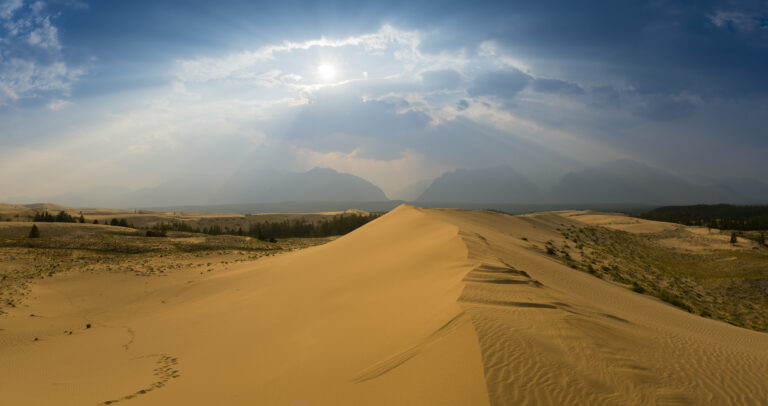 View of the Kodar Ridge. Chara sands. The region of baikal