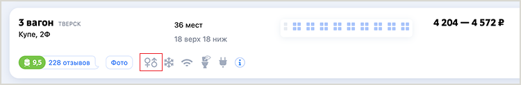 Гендерные купе помечены специальным значком